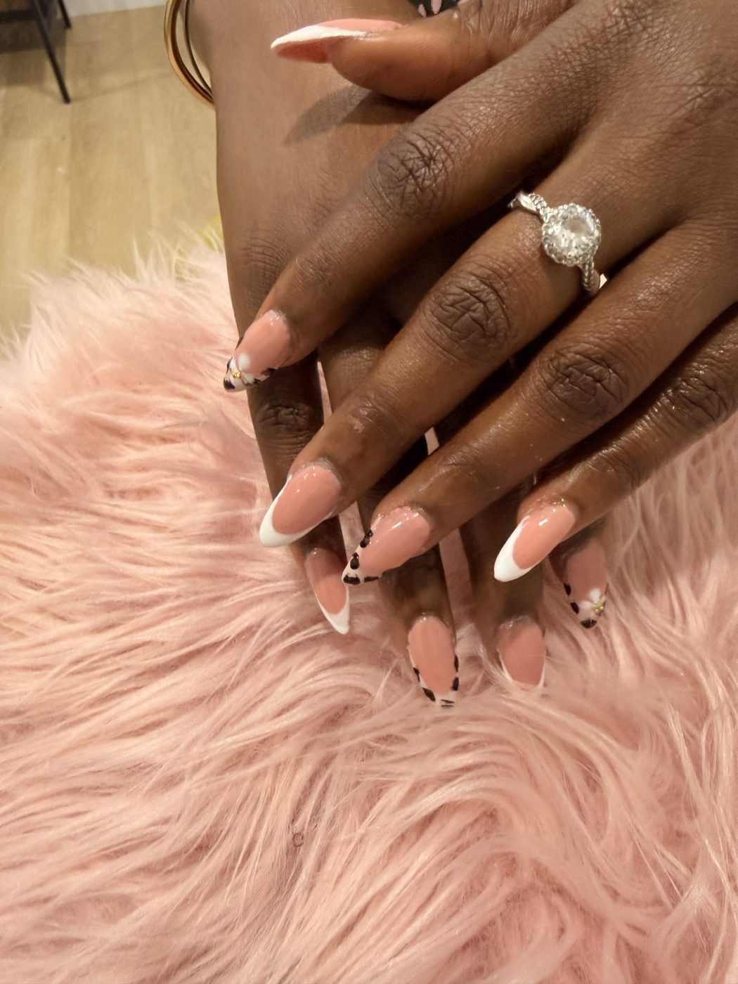 French tip almond nails by Shaz, nail technician at Shaz Nailed It