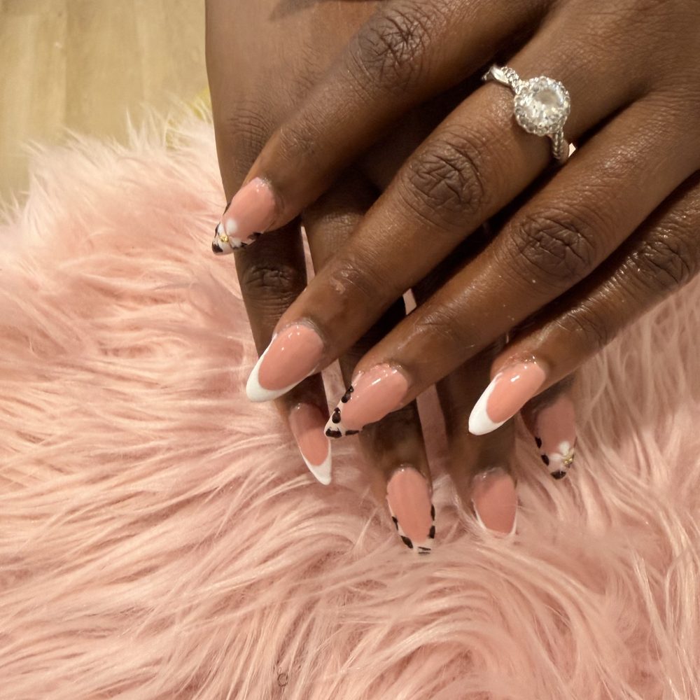 French tip nails with detail by Shaz Nailed It